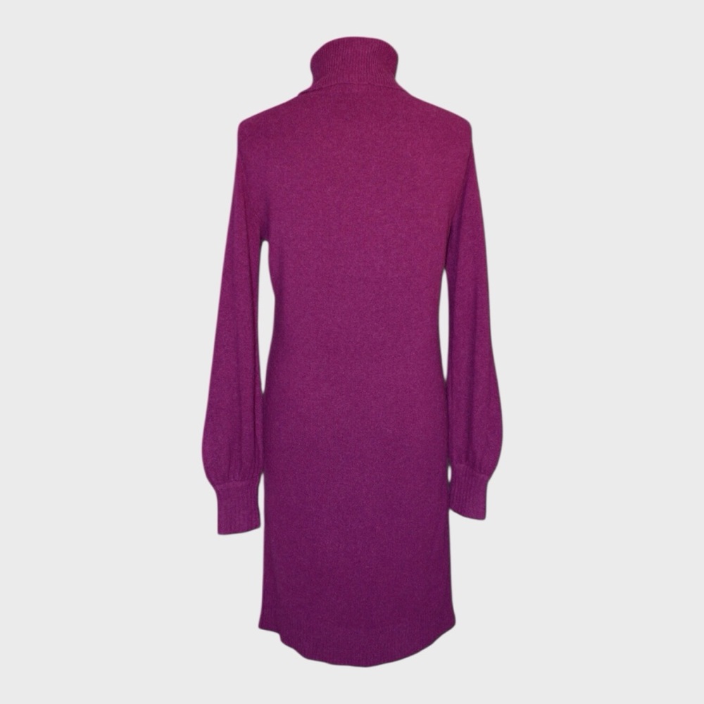 J Crew Purple Turtleneck Sweater Dress Long Balloon Sleeve - Picture 4 of 8